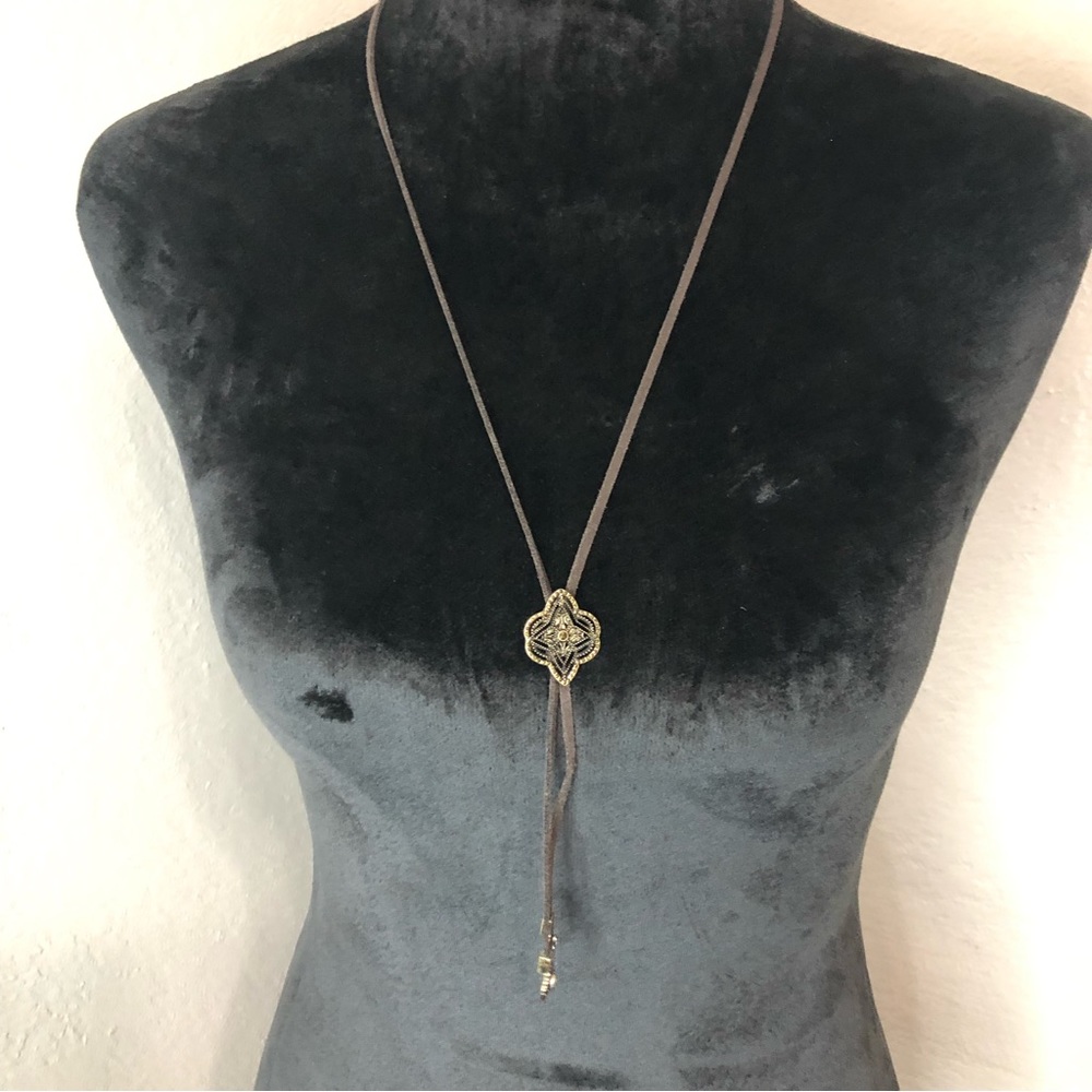 27” Brown Leather Necklace with Sliding Charm